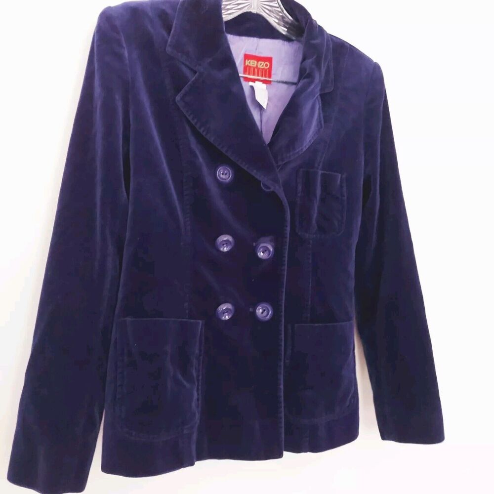 Kenzo Jungle Womens Blazer Purple Velvet Coat Size EUR 38 S/M